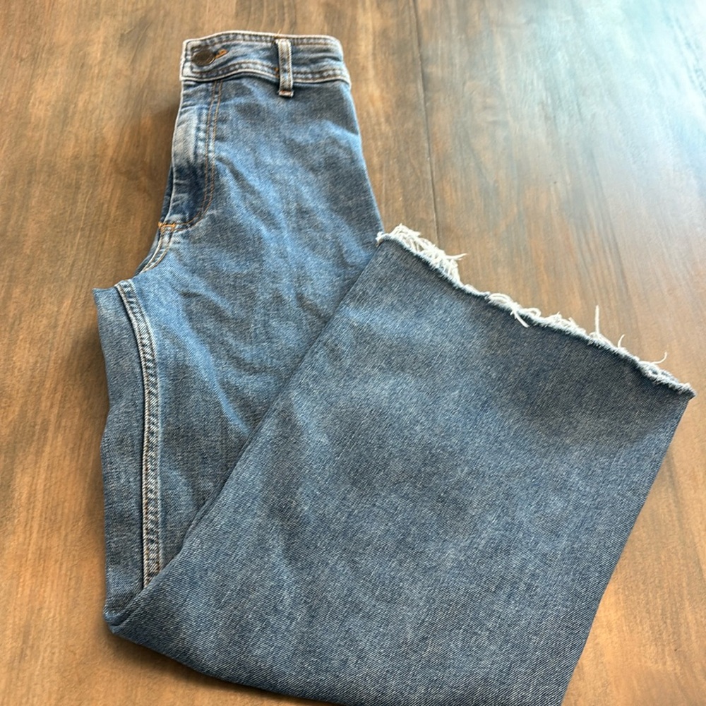 Zara Blue Wide-Leg Denim Jeans